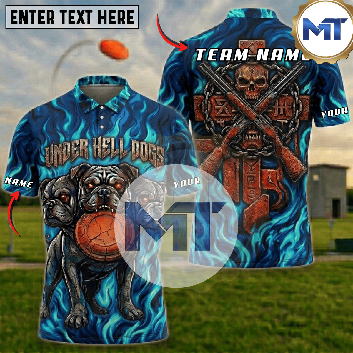 Hellfire Bulldog Trap Skeet Shooting Shirt - Blue