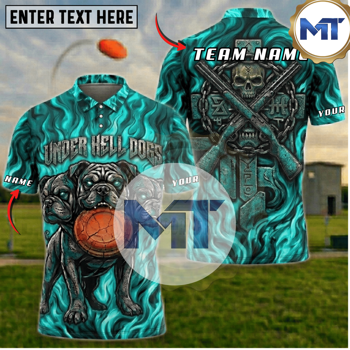 Hellfire Bulldog Trap Skeet Shooting Shirt - Cyan