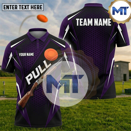 Pull Shotgun Clay Target Minimal Sport Trap Skeet Shooting Shirt - Purple