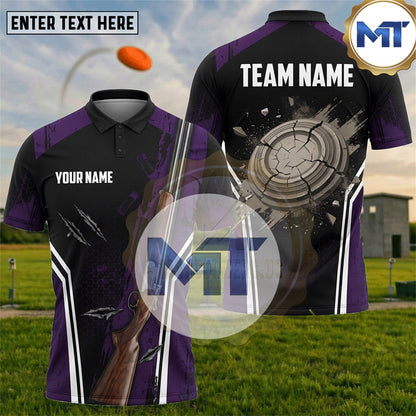 Shotgun Clay Target Target Impact Trap Skeet Shooting Shirt - Purple