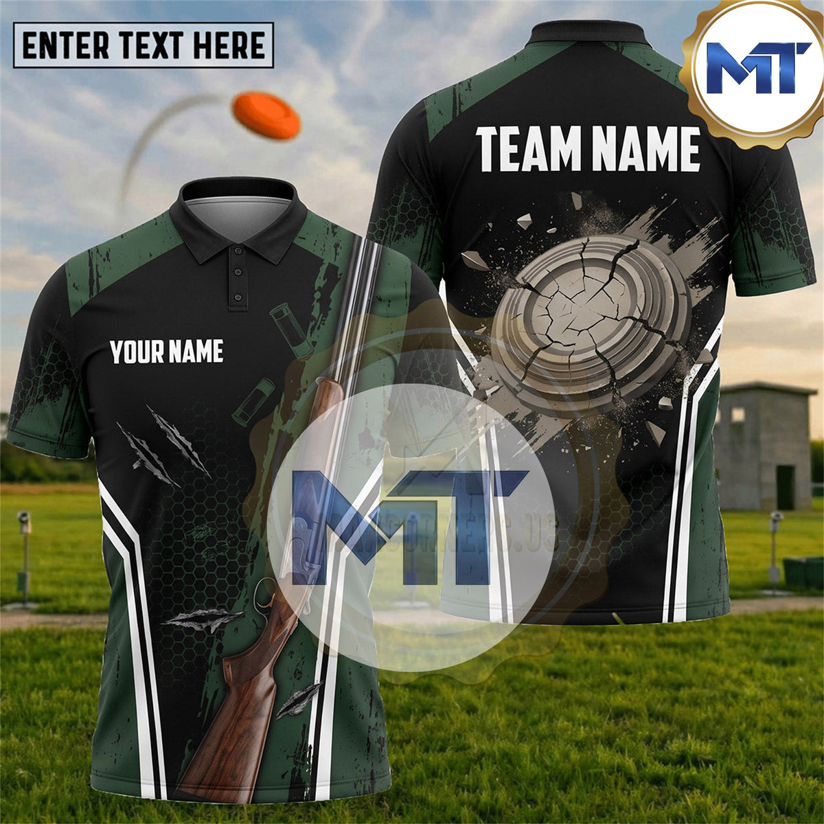 Shotgun Clay Target Target Impact Trap Skeet Shooting Shirt - Green