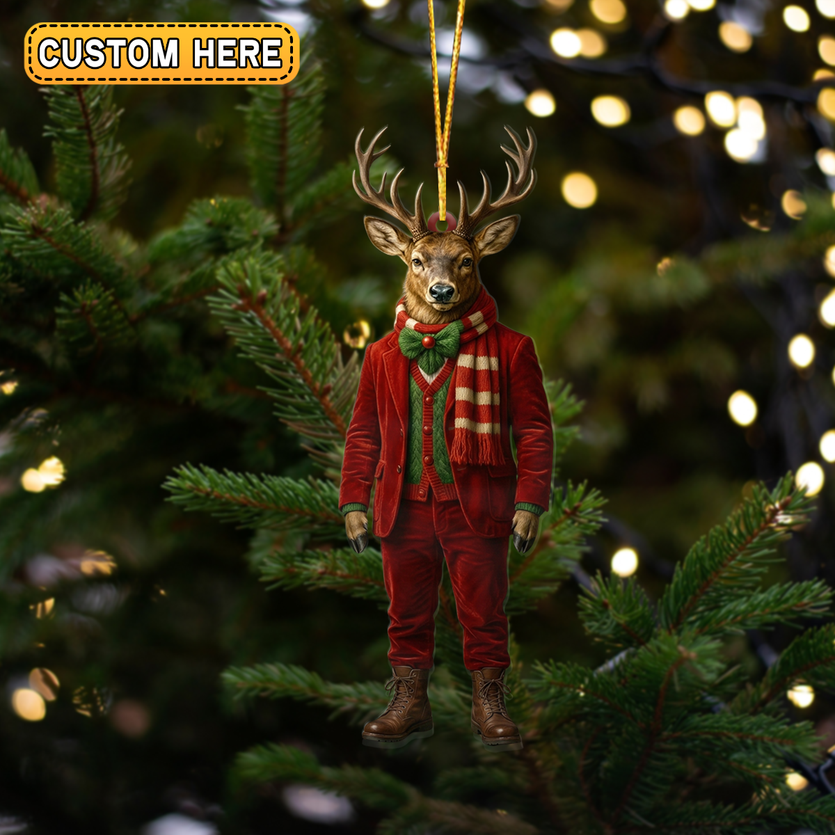 MollyTee Elegant Dressed-Up Deer Ornament And Keychain Custom Gift For Hunters 2D Flat - image 1
