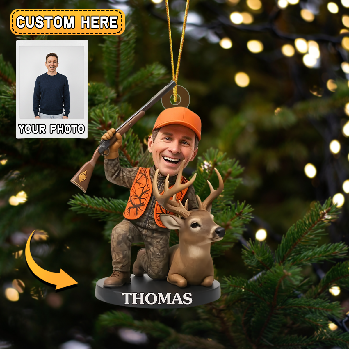 MollyTee Personalized Hunting Christmas Ornament Custom Photo Gift For Hunters Lover - image 5