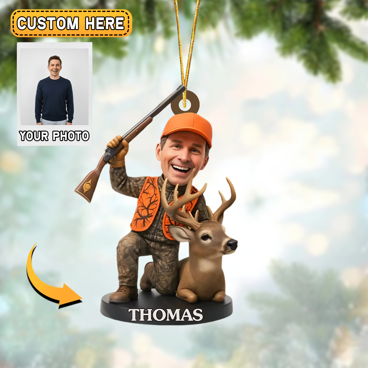MollyTee Personalized Hunting Christmas Ornament Custom Photo Gift For Hunters Lover - image 3
