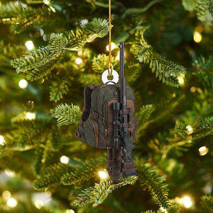 MollyTee Personalized Hunting Backpack with Sniper Rifle Christmas 3D-Look Ornament, Custom Holiday Tree Decor, Perfect Gift for Hunter - image 3