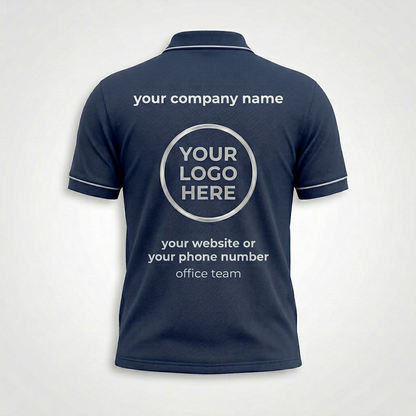 Custom Navy Circle Logo Office Polo Shirt - Back