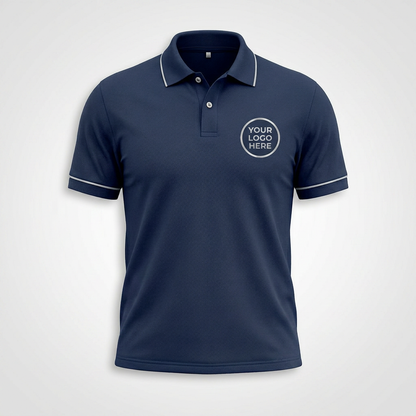 Custom Navy Circle Logo Office Polo Shirt - Front