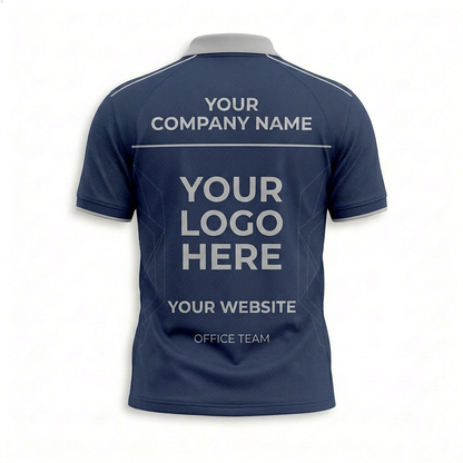 Custom Navy Gray Collar Office Polo Shirt - Back