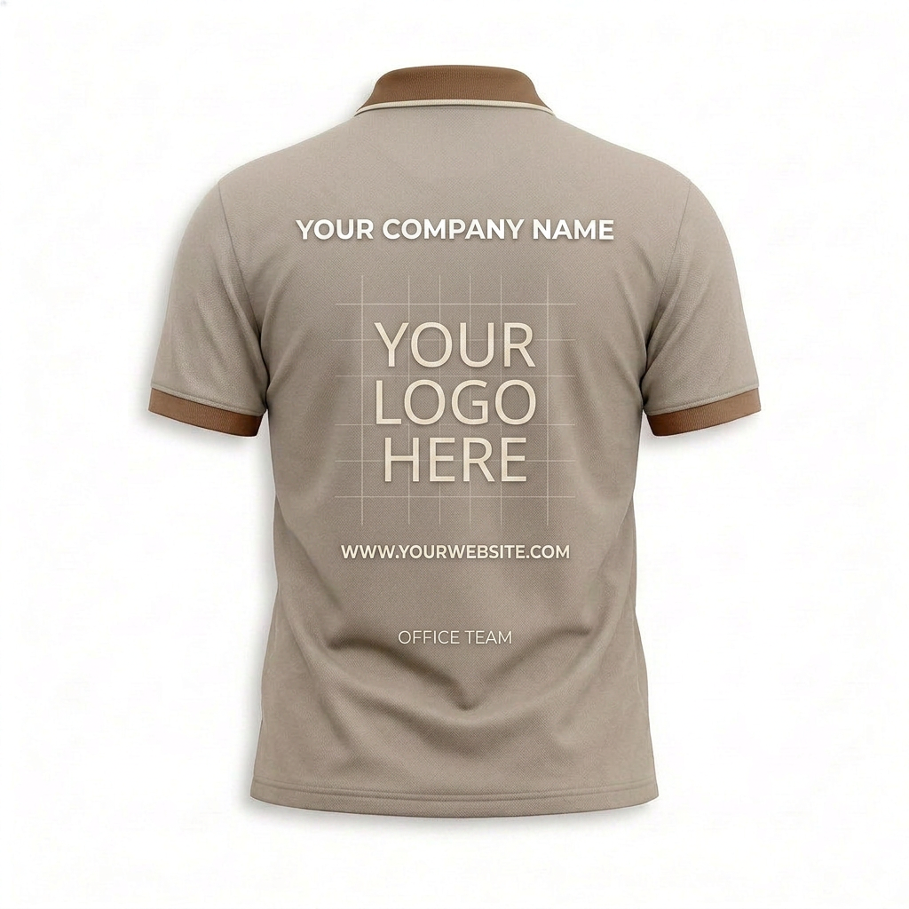 Custom Beige Brown Collar Office Polo Shirt - Back