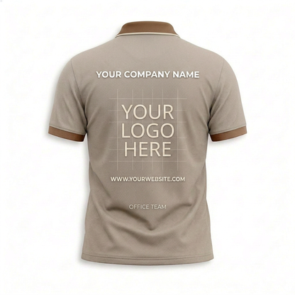 Custom Beige Brown Collar Office Polo Shirt - Back