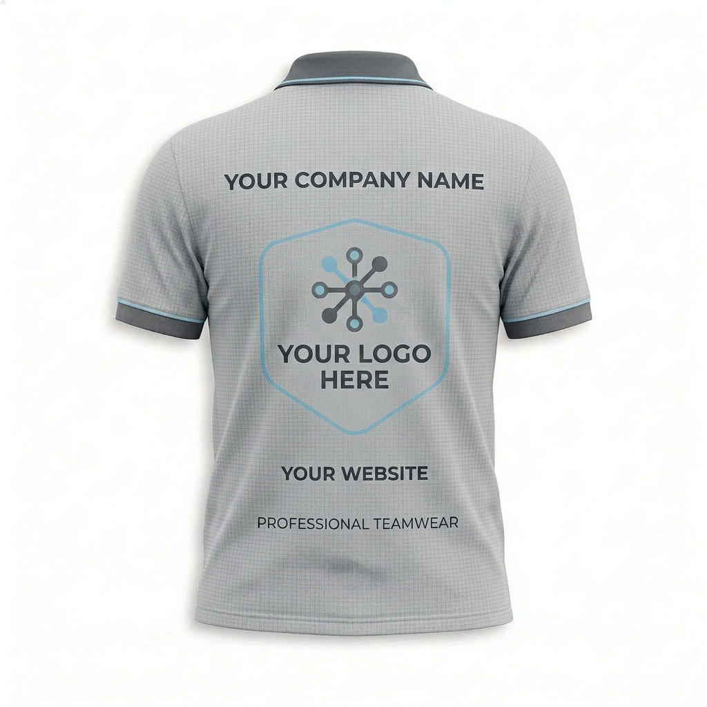 Custom Light Gray Tech Office Polo Shirt - Back