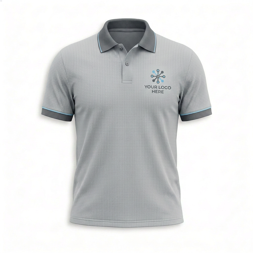 Custom Light Gray Tech Office Polo Shirt - Front
