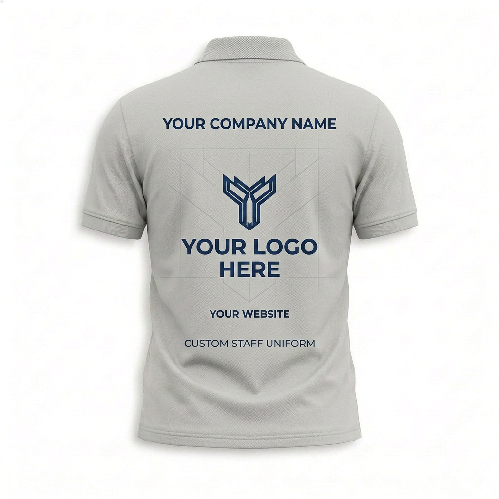 Custom Light Gray Minimal Office Polo Shirt - Back