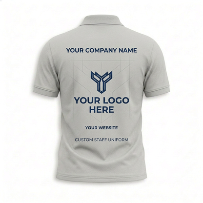 Custom Light Gray Minimal Office Polo Shirt - Back