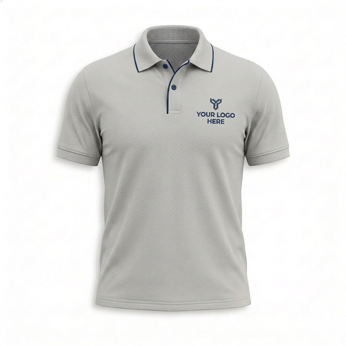 Custom Light Gray Minimal Office Polo Shirt - Front