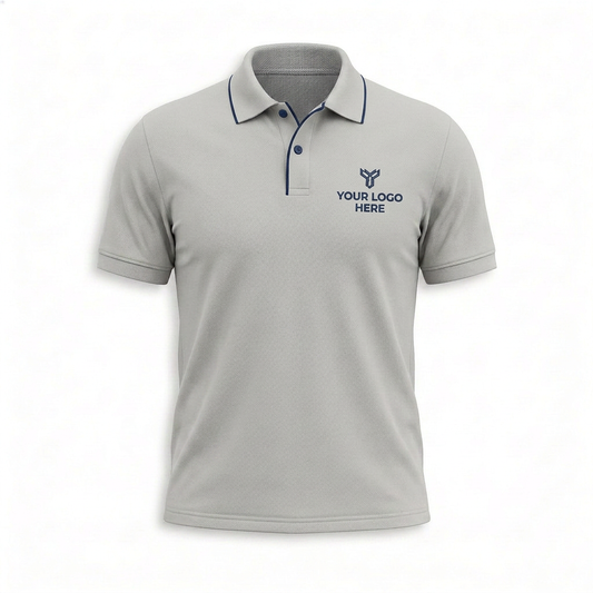 Custom Light Gray Minimal Office Polo Shirt - Front