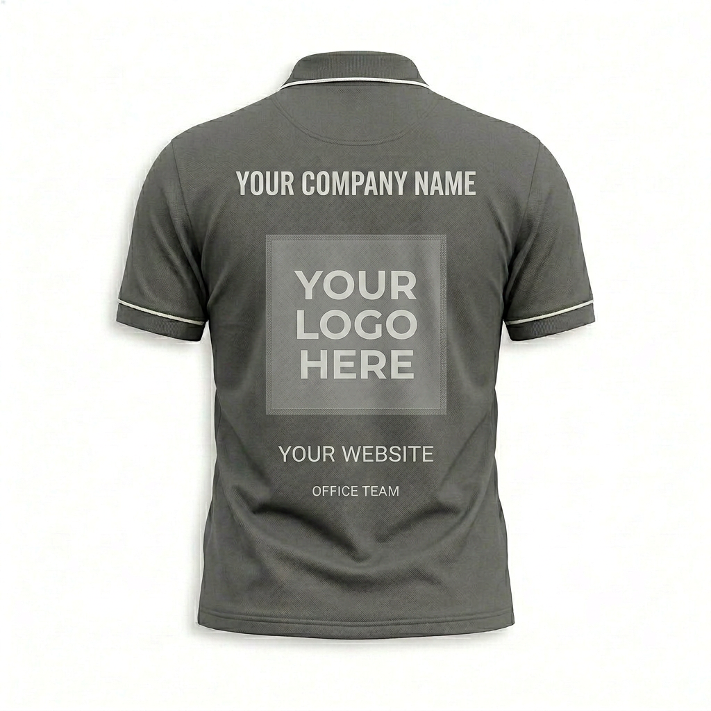 Custom Charcoal Gray Office Polo Shirt - Back