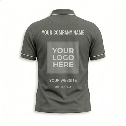 Custom Charcoal Gray Office Polo Shirt - Back