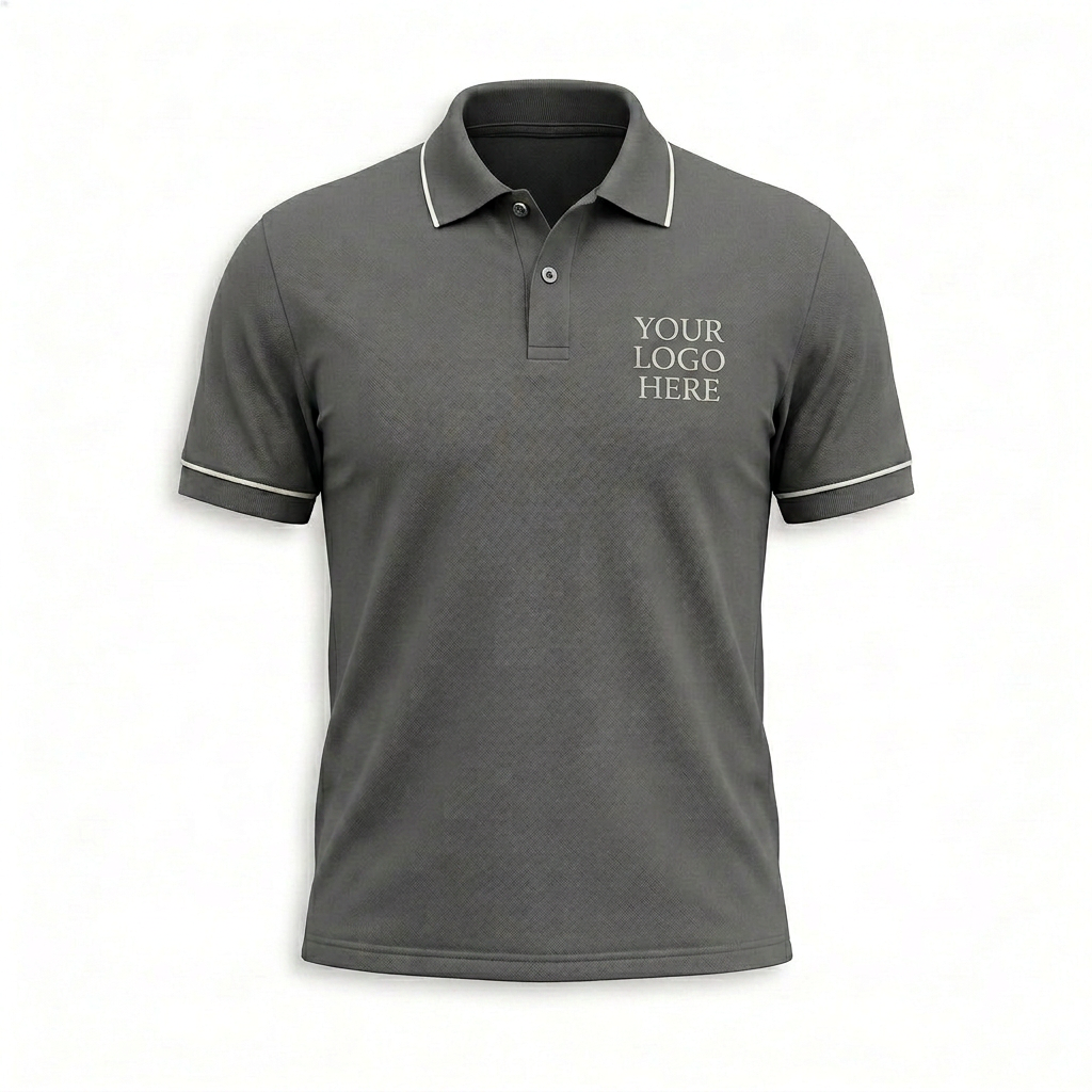 Custom Charcoal Gray Office Polo Shirt - Front