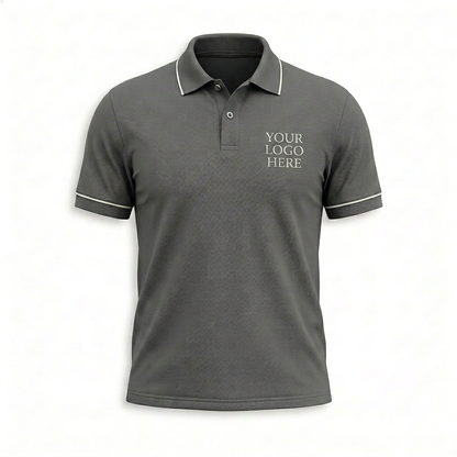 Custom Charcoal Gray Office Polo Shirt - Front