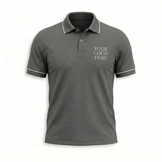 Custom Charcoal Gray Office Polo Shirt - Front