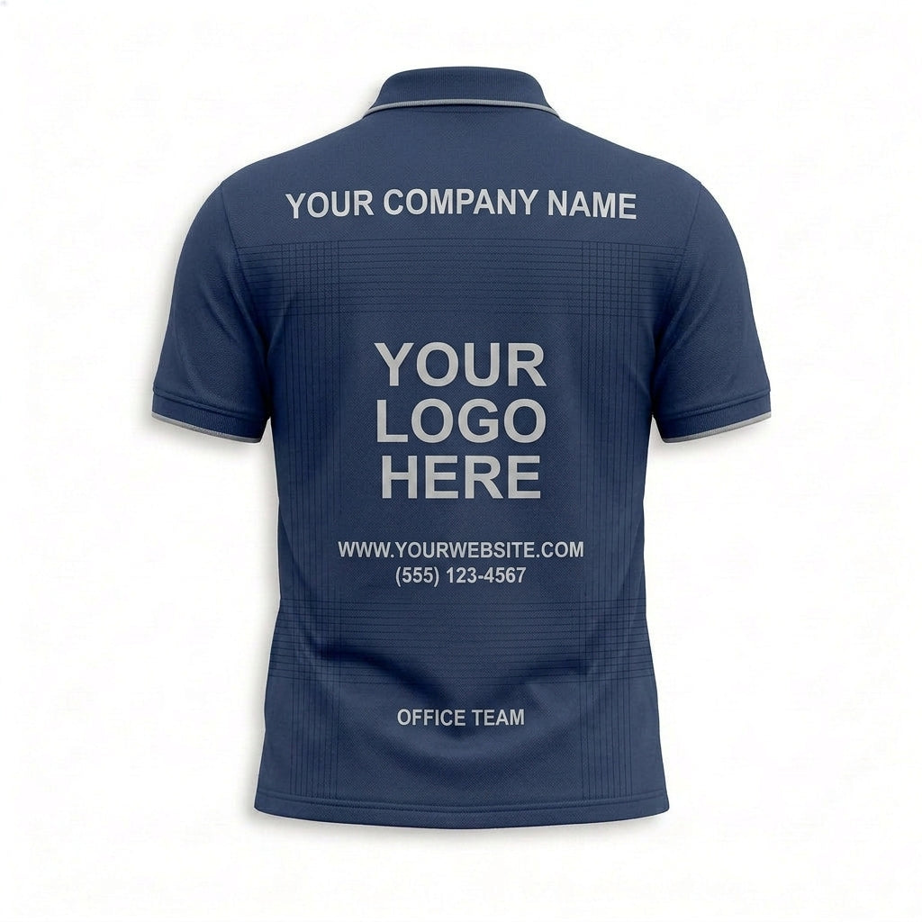 Custom Classic Navy Office Polo Shirt - Back