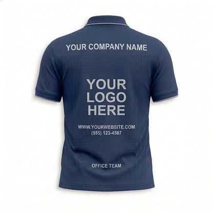Custom Classic Navy Office Polo Shirt - Back