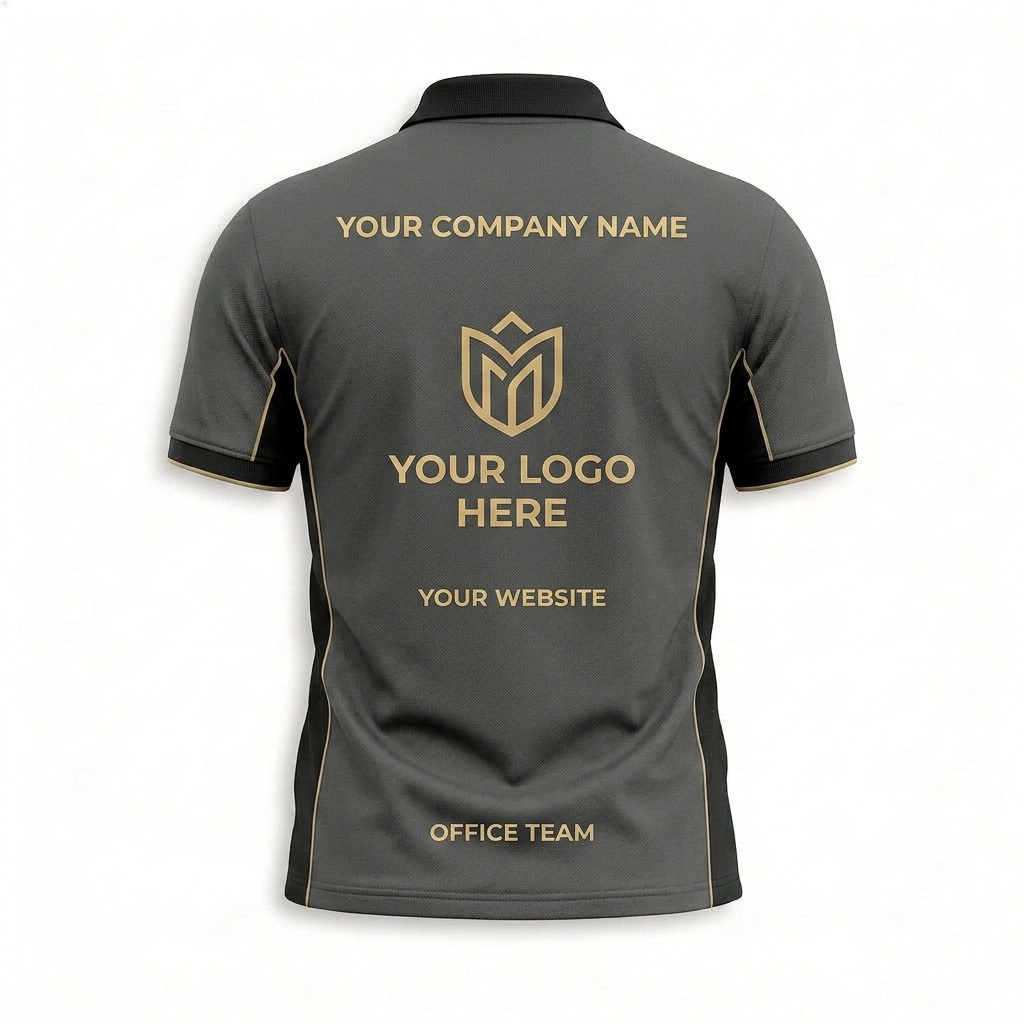 Custom Charcoal Gold Accent Office Polo Shirt - Back
