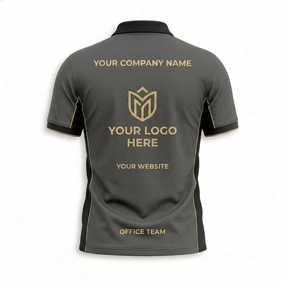 Custom Charcoal Gold Accent Office Polo Shirt - Back