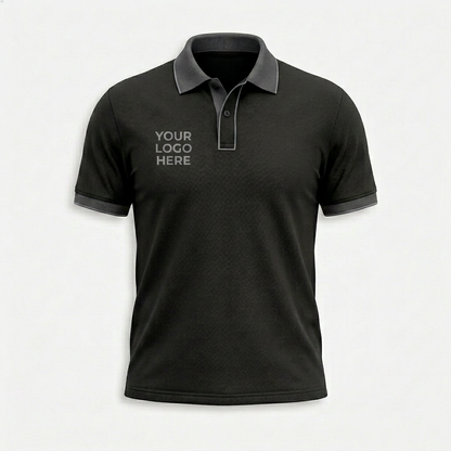 Custom Black Gray Office Polo Shirt - Front