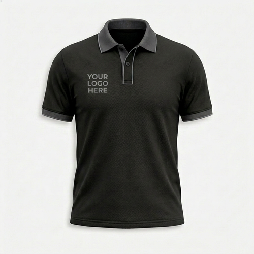 Custom Black Gray Office Polo Shirt - Front