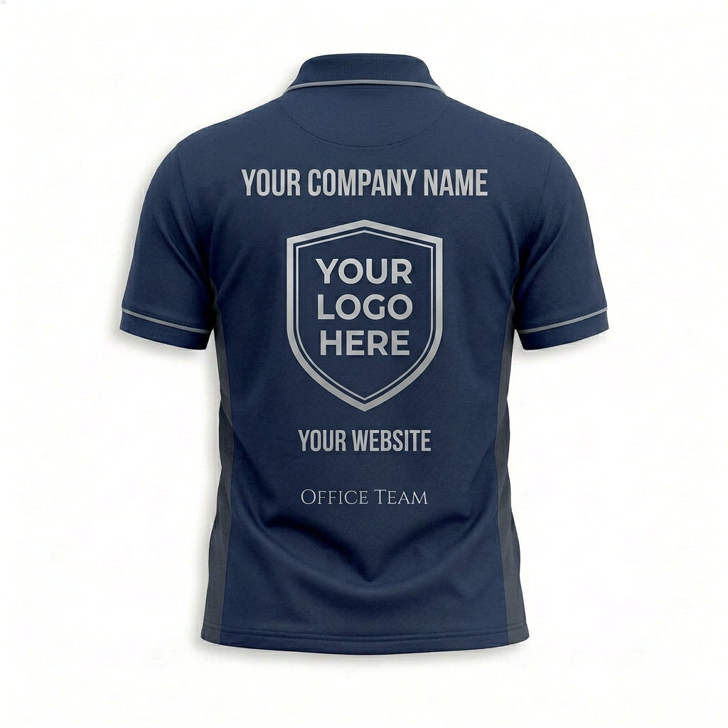 Custom Navy Side Panel Office Polo Shirt - Back