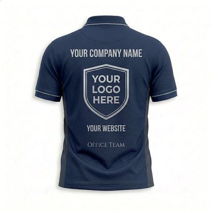 Custom Navy Side Panel Office Polo Shirt - Back