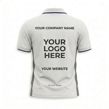 Custom White Gray Side Panel Office Polo Shirt - Back