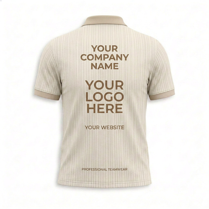 Custom Cream Pinstripe Office Polo Shirt - Back