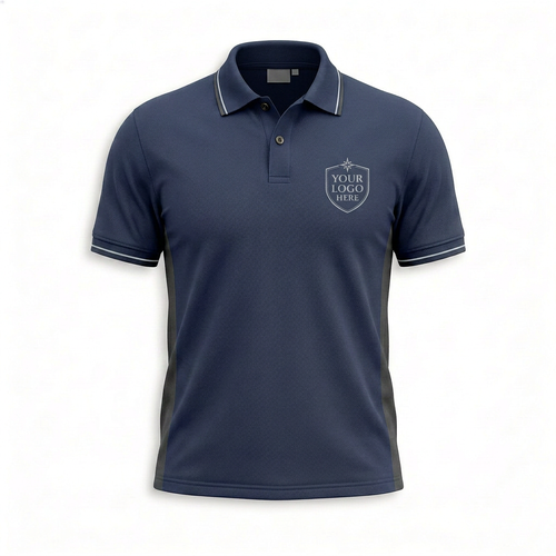 Custom Navy Shield Logo Office Polo Shirt - Front