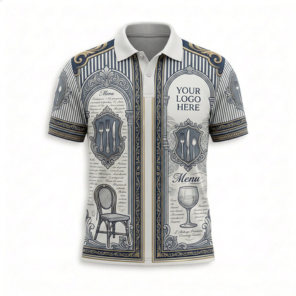 Custom Fine Dining Menu Restaurant Uniform Shirt - Front