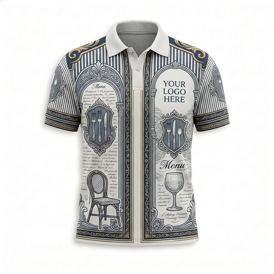 Custom Fine Dining Menu Restaurant Uniform Shirt - Front