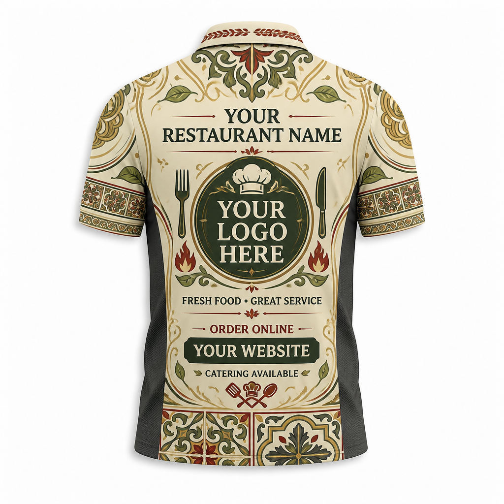 Custom Italian Bistro Pasta Restaurant Uniform Shirt - Back