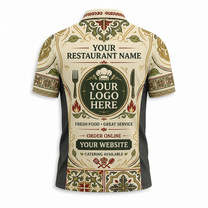Custom Italian Bistro Pasta Restaurant Uniform Shirt - Back