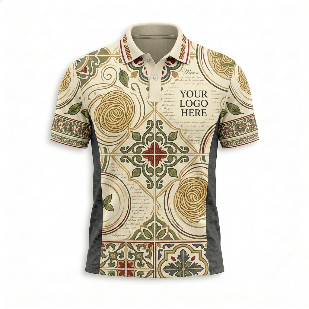 Custom Italian Bistro Pasta Restaurant Uniform Shirt - Front