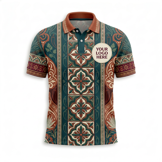 Custom Mexican Cantina Tile Restaurant Uniform Shirt - Front