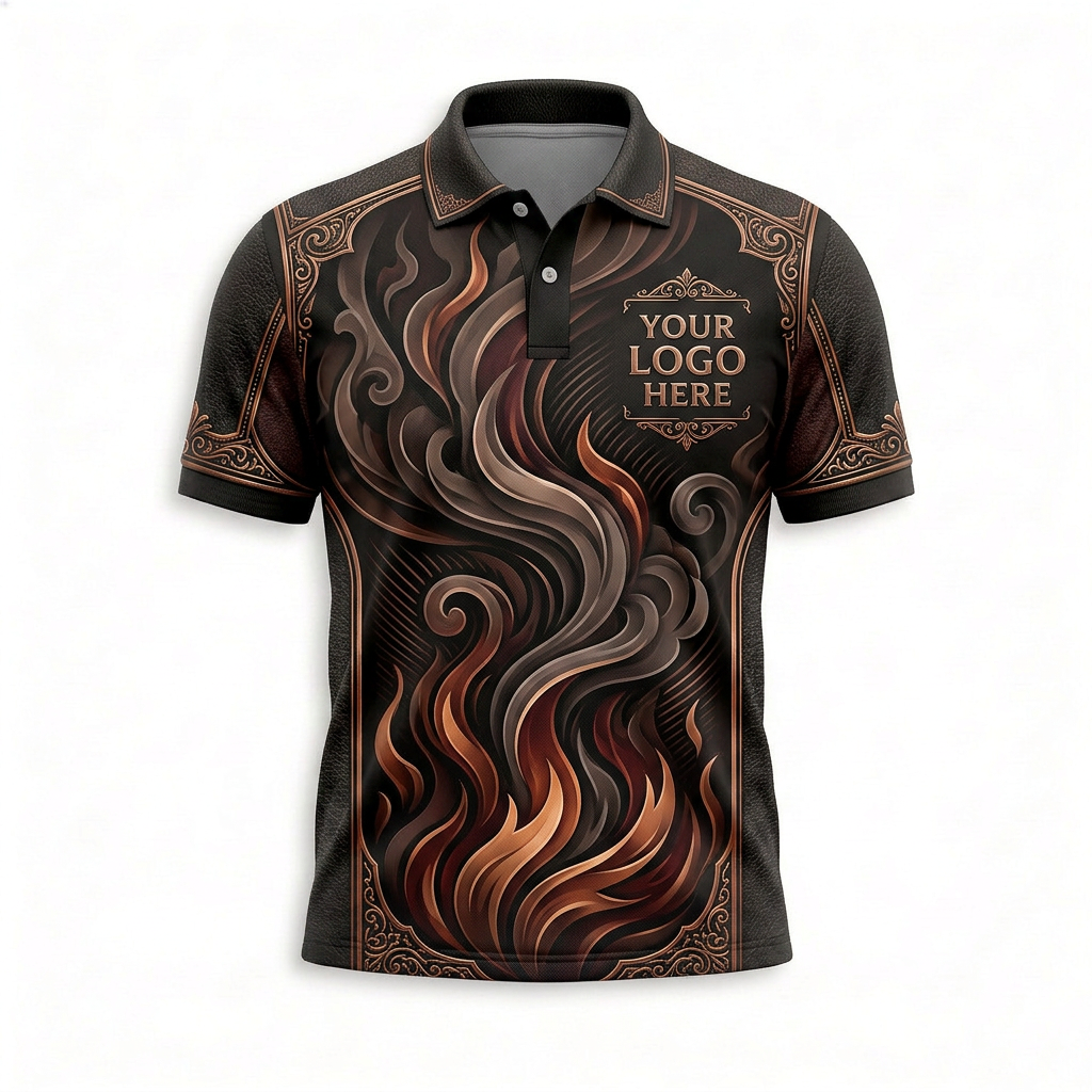 Custom Smokehouse BBQ Flame Restaurant Uniform Shirt - Front