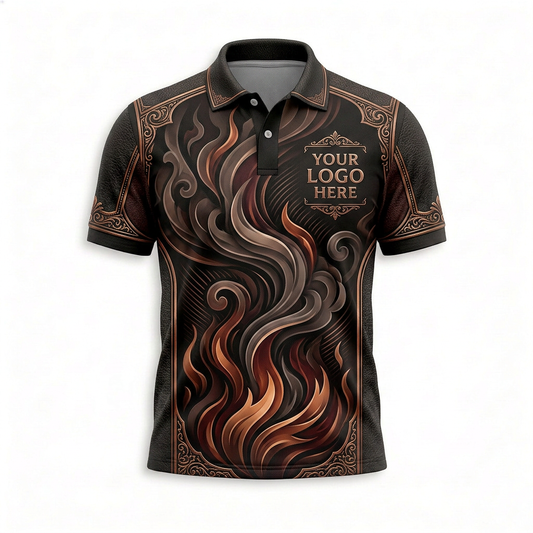 Custom Smokehouse BBQ Flame Restaurant Uniform Shirt - Front