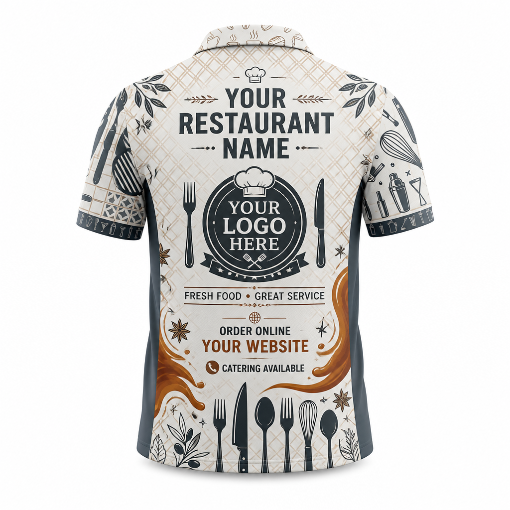 Custom Chef Tools Menu Restaurant Uniform Shirt - Back