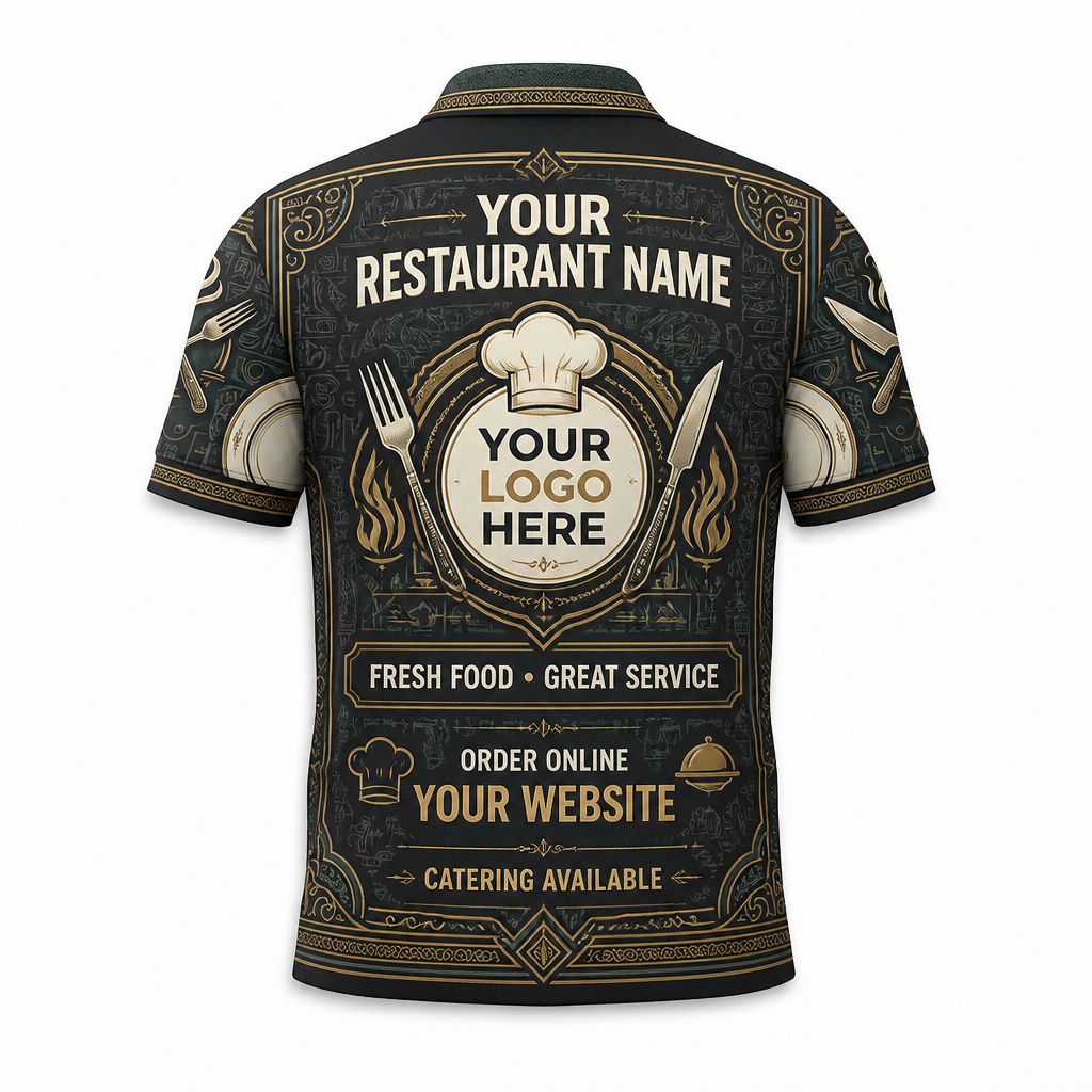 Custom Fine Dining Cutlery Restaurant Uniform Shirt - Back