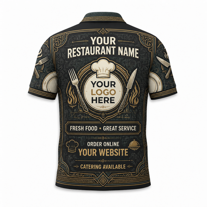 Custom Fine Dining Cutlery Restaurant Uniform Shirt - Back