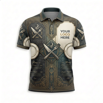 Custom Fine Dining Cutlery Restaurant Uniform Shirt - Front