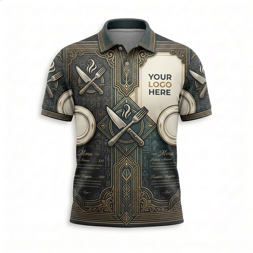 Custom Fine Dining Cutlery Restaurant Uniform Shirt - Front