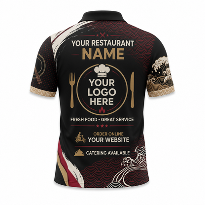 Custom Sushi Bar Japanese Restaurant Uniform Shirt - Back